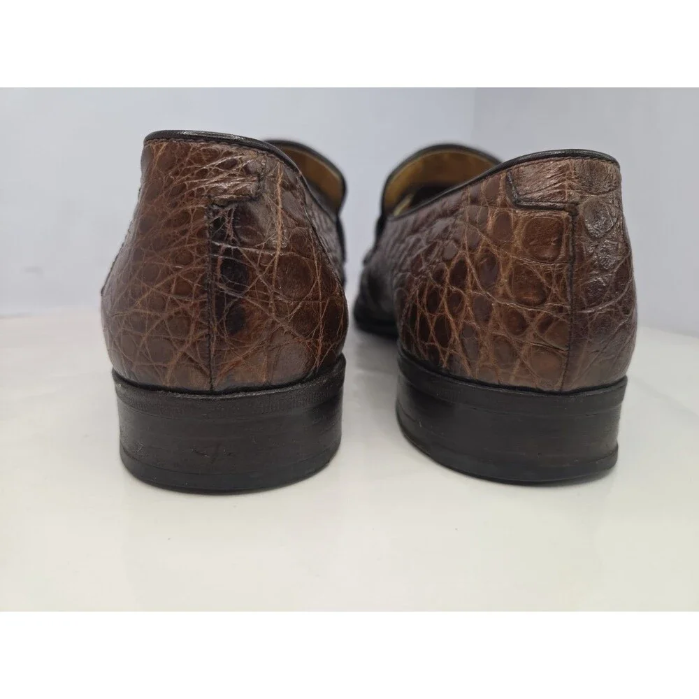 Vintage FBSC Marco D'Oro Italy Genuine Alligator Loafers Mens 9.5 D Excellent